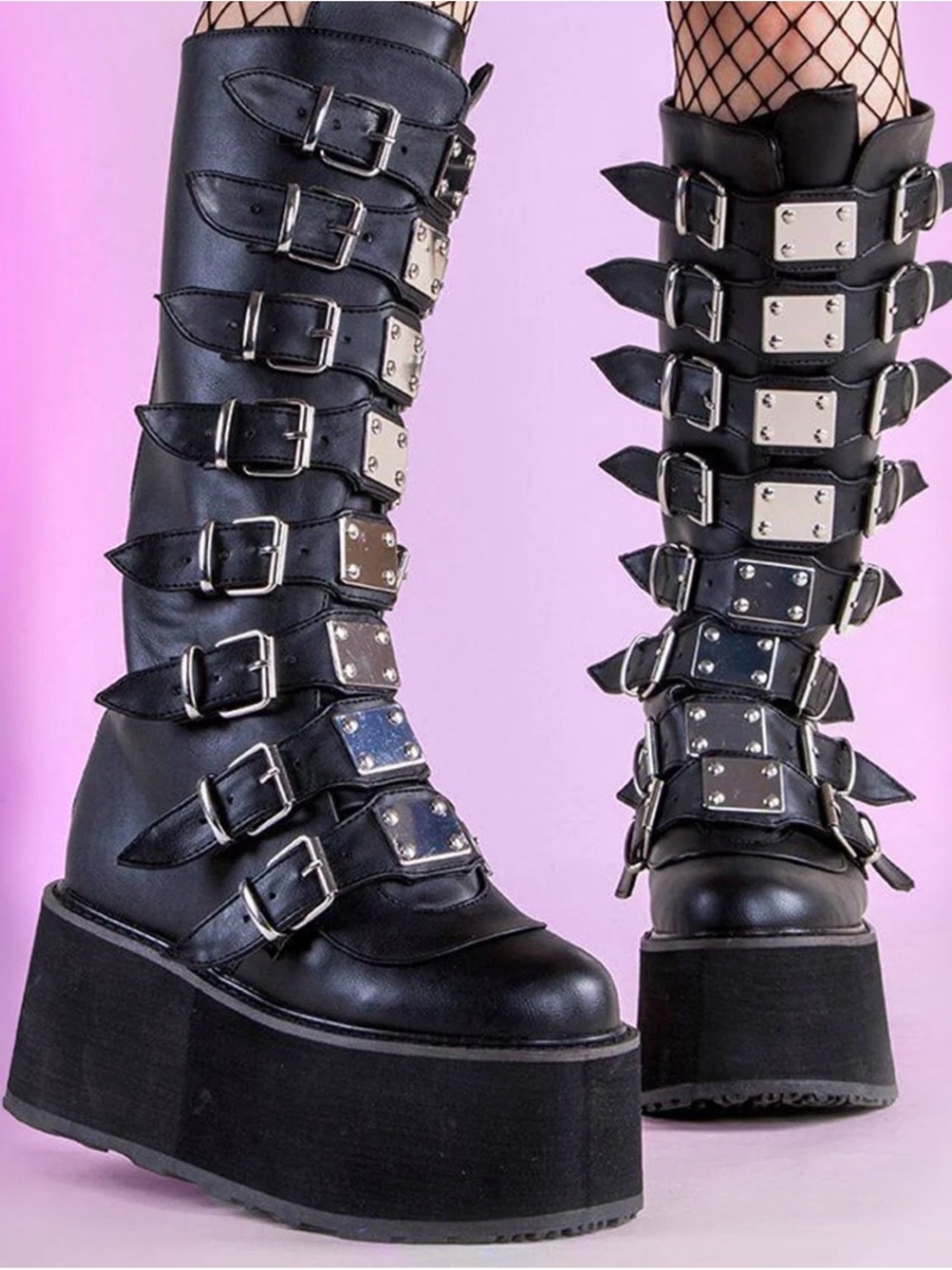 Demonia cult swing buckle platform boots